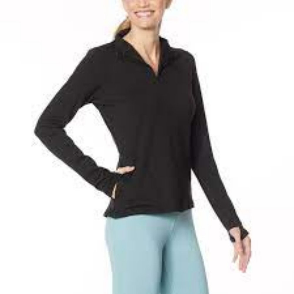 NEW! Shadow Sport Fitted Mock-Neck Zip Front Athletic Jacket, Black